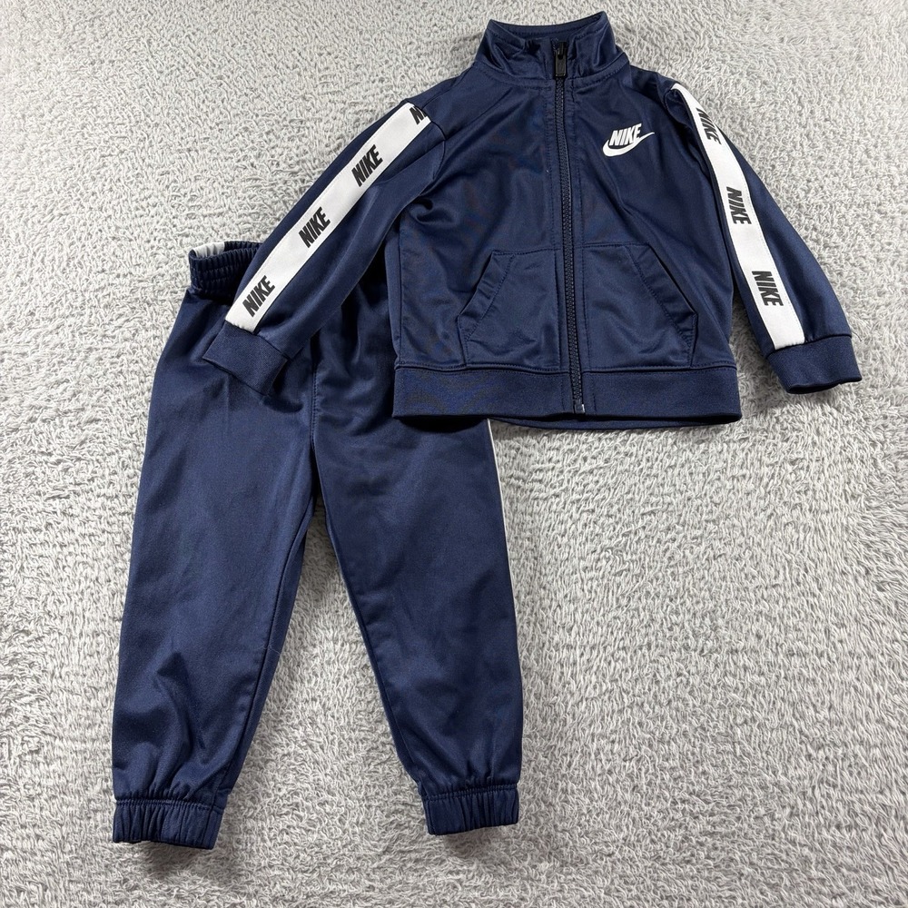 Nike Track Suit Toddler 18M Navy Blue Zip Up Jacket Athletic Pants‎